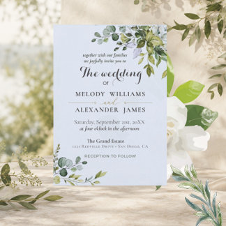 Elegant Eucalyptus Wedding Invitation | Sage Green