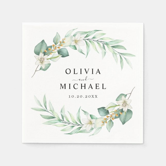 Elegant Eucalyptus Wedding Napkin (Front)