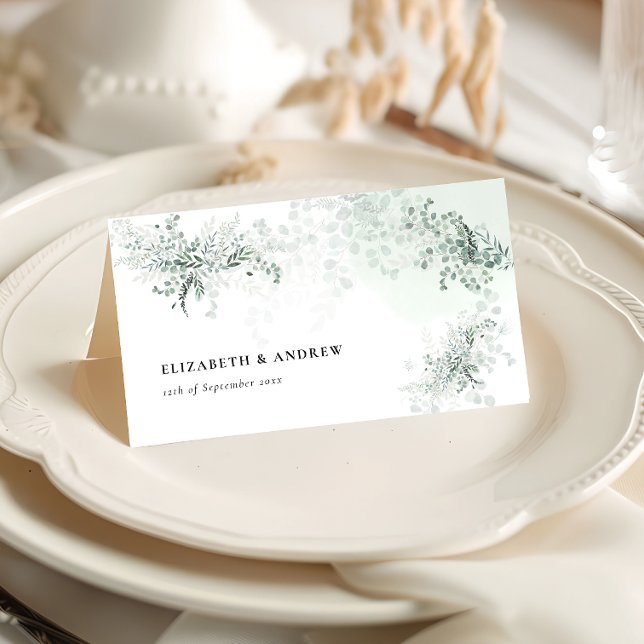 Elegant Eucalyptus Wedding Place Card (Creator Uploaded)
