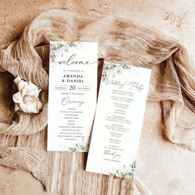  Elegant Eucalyptus Wedding Program (Creator Uploaded)