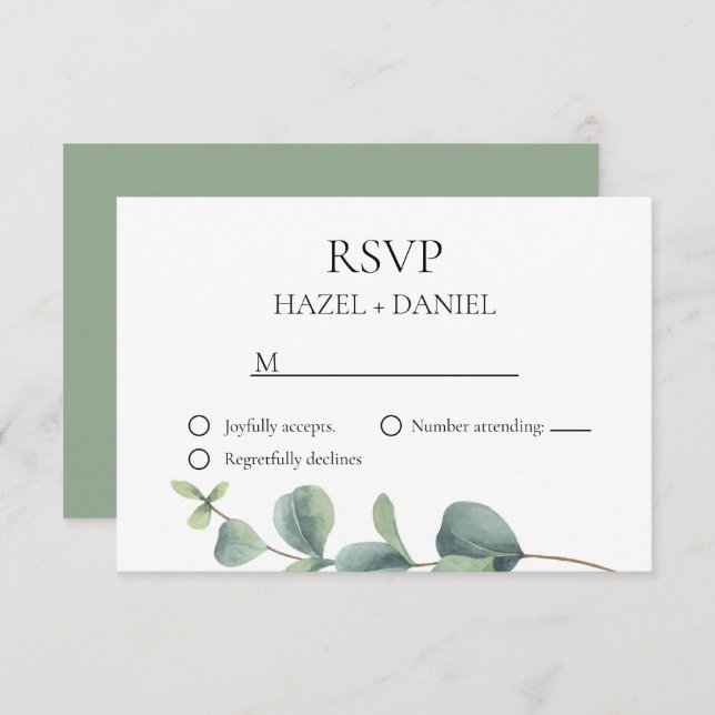 Elegant Eucalyptus Wedding RSVP Card (Front/Back)