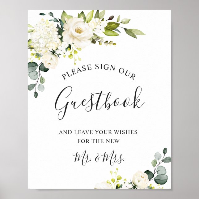 Elegant Eucalyptus Wedding Sign Our Guestbook (Front)