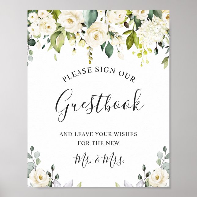 Elegant Eucalyptus Wedding Sign Our Guestbook (Front)