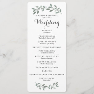 Elegant Eucalyptus Wedding Suite Program Card