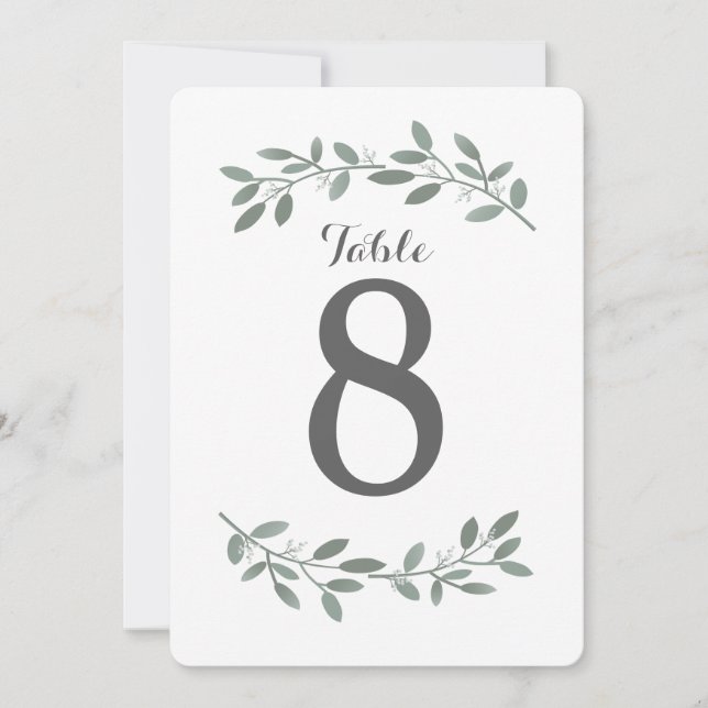 Elegant Eucalyptus Wedding Suite Table Numbers (Front)