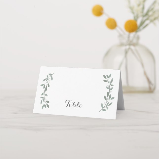 Elegant Eucalyptus Wedding Suite Table Placecard (Front)