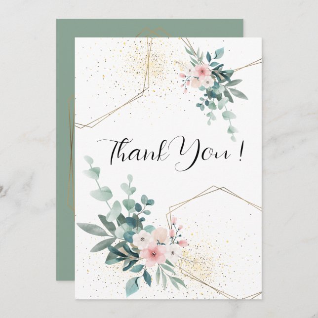 Elegant Eucalyptus Wedding Thank You Card (Front/Back)