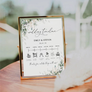 Elegant Eucalyptus Wedding Timeline Sign