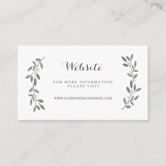 Elegant Eucalyptus Wedding Website Insert Card (Front)