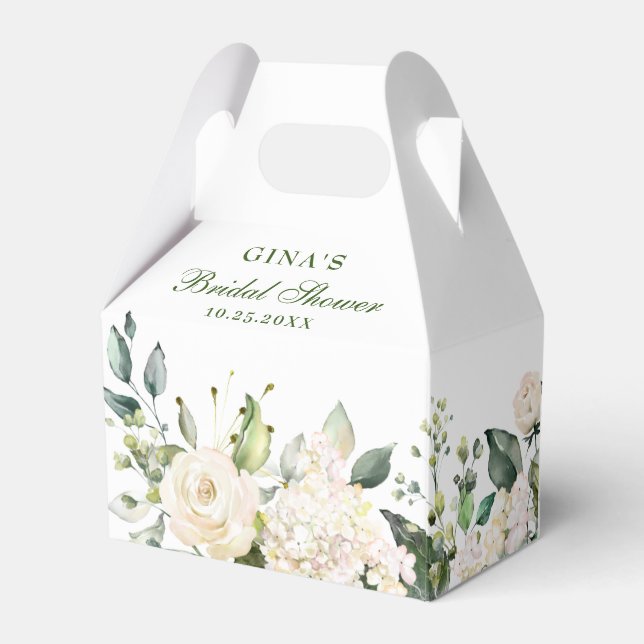 Elegant Eucalyptus White Blush Hydrangea Favour Box (Back Side)