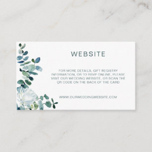 Elegant eucalyptus & white flowers QR Code website Enclosure Card