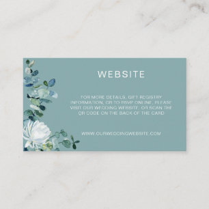 Elegant eucalyptus & white flowers QR Code website Enclosure Card