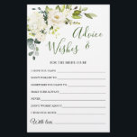 Elegant Eucalyptus White Rose Wishes & Advice Card<br><div class="desc">Watercolor Eucalyptus Wishes & Advice Card.
Personalise with the bride to be's name and date of shower. 
For further customisation,  please click the "customise further" link. If you need help,  contact me please.</div>