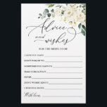 Elegant Eucalyptus White Rose Wishes & Advice Card<br><div class="desc">Watercolor Eucalyptus Wishes & Advice Card.
Personalise with the bride to be's name and date of shower. 
For further customisation,  please click the "customise further" link. If you need help,  contact me please.</div>