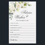 Elegant Eucalyptus White Rose Wishes & Advice Card<br><div class="desc">Watercolor Eucalyptus Wishes & Advice Card.
Personalise with the bride to be's name and date of shower. 
For further customisation,  please click the "customise further" link. If you need help,  contact me please.</div>