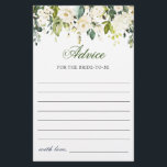 Elegant Eucalyptus White Rose Wishes & Advice Card<br><div class="desc">Watercolor Eucalyptus Wishes & Advice Card.
Personalise with the bride to be's name and date of shower. 
For further customisation,  please click the "customise further" link. If you need help,  contact me please.</div>