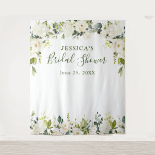 Elegant Eucalyptus White Roses Bridal Shower Tapestry