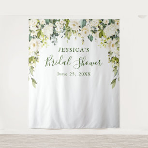 Elegant Eucalyptus White Roses Bridal Shower Tapestry