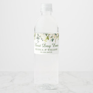 Elegant Eucalyptus White Roses Floral Wedding Water Bottle Label
