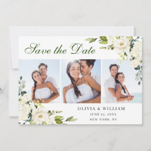 Elegant Eucalyptus White Roses Wedding 3 PHOTO Save The Date