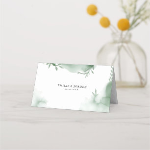 Elegant Eucalytus Greenery Watercolor Wedding Place Card