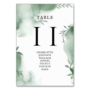 Elegant Eucalytus Greenery Watercolor Wedding Table Number