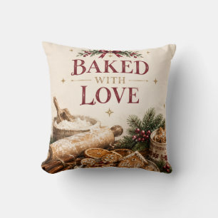 Elegant European Christmas , Gingerbread Bakery Cushion