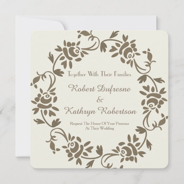 Elegant European Floral Wedding Invitation (Front)