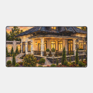 Elegant Evening Garden Estate Oil Painting Desk Ma Mat