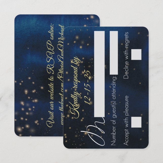 Elegant Evening RSVP Cards with website on back (Front/Back)