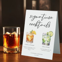 Elegant Evening Signature Cocktails Wedding Menu