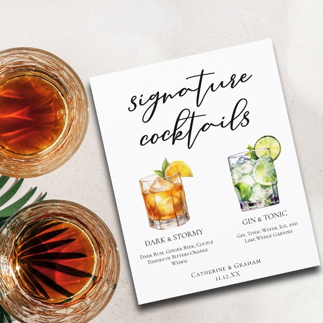 Elegant Evening Signature Cocktails Wedding Menu (Creator Uploaded)