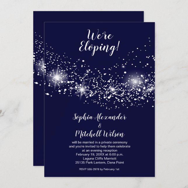 Elegant Evening Sky Wedding Elopement Invitation (Front/Back)