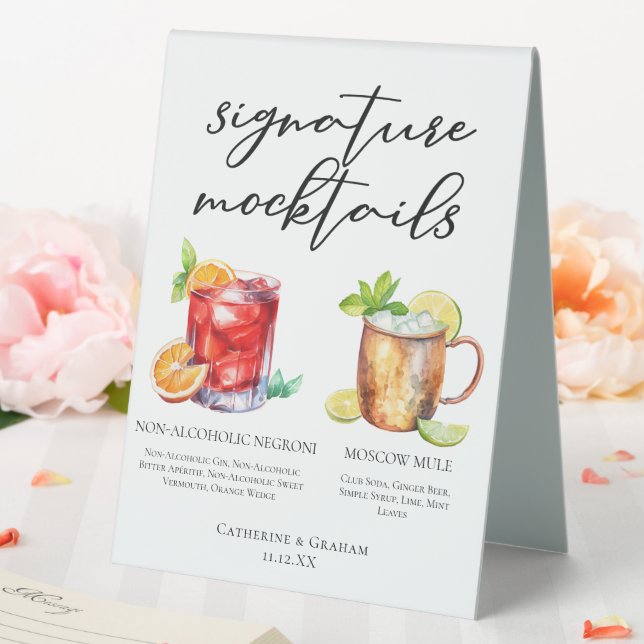 Elegant Evening Wedding Mocktails Menu (In SItu (Wedding))