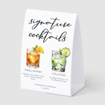 Elegant Evening Wedding Signature Cocktails Menu