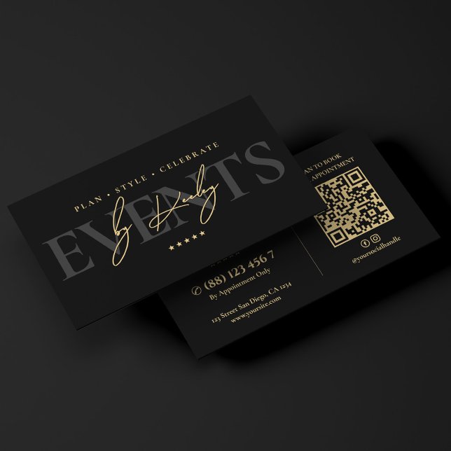 Elegant Event Planner Wedding Coordinator Black Business Card (Elegant Event Planner Wedding Coordinator Black Business Card
)