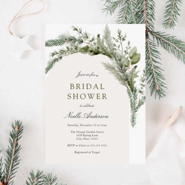 Elegant Evergreen Arch Bridal Shower Invitation (Creator Uploaded)