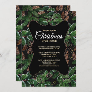 Elegant Evergreen Christmas Open House Invitation