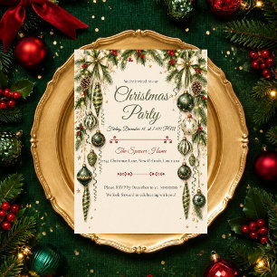 Elegant Evergreen Christmas Party Invitation