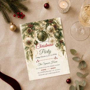 Elegant Evergreen Christmas Party Invitation