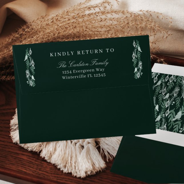 Elegant Evergreen Garland Winter Wedding Envelope (Creator Uploaded)