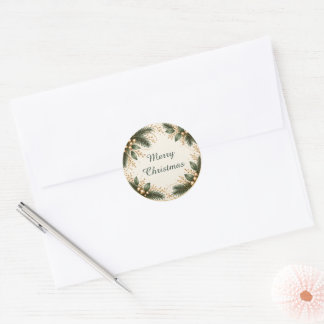 Elegant Evergreen Gold Christmas Stickers