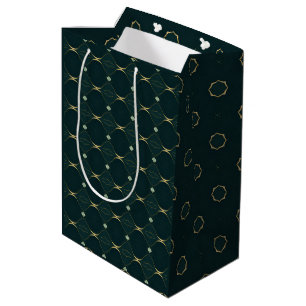 Elegant Evergreen & Gold Modern Design  Medium Gift Bag