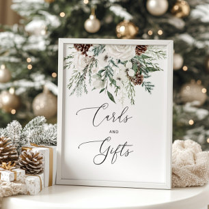 Elegant evergreen winter cards and gifts poster