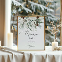 Elegant evergreen winter Mimosa bar Poster