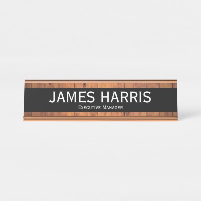 Elegant Executive Manager Wood Look Desk Name Plate (Front)