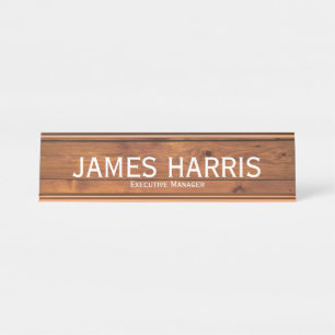 Elegant Executive Manager Wood Texture 1 Desk Name Plate