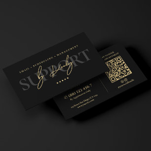 Elegant Executive Virtual Assistant Black Business Card