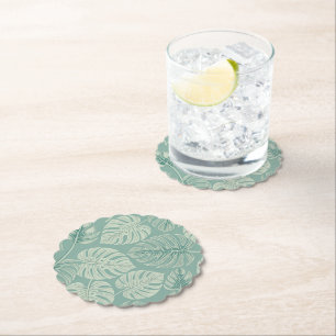 Elegant Exotic Painted Monsteras Paper Coaster
