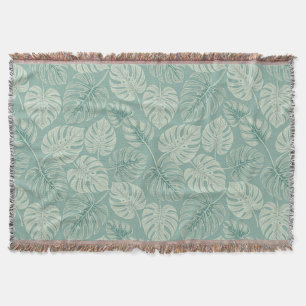 Elegant Exotic Painted Monsteras Throw Blanket